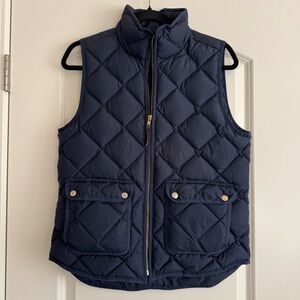 J. Crew Navy Quilted Down Vest with Gold Hardware Size S